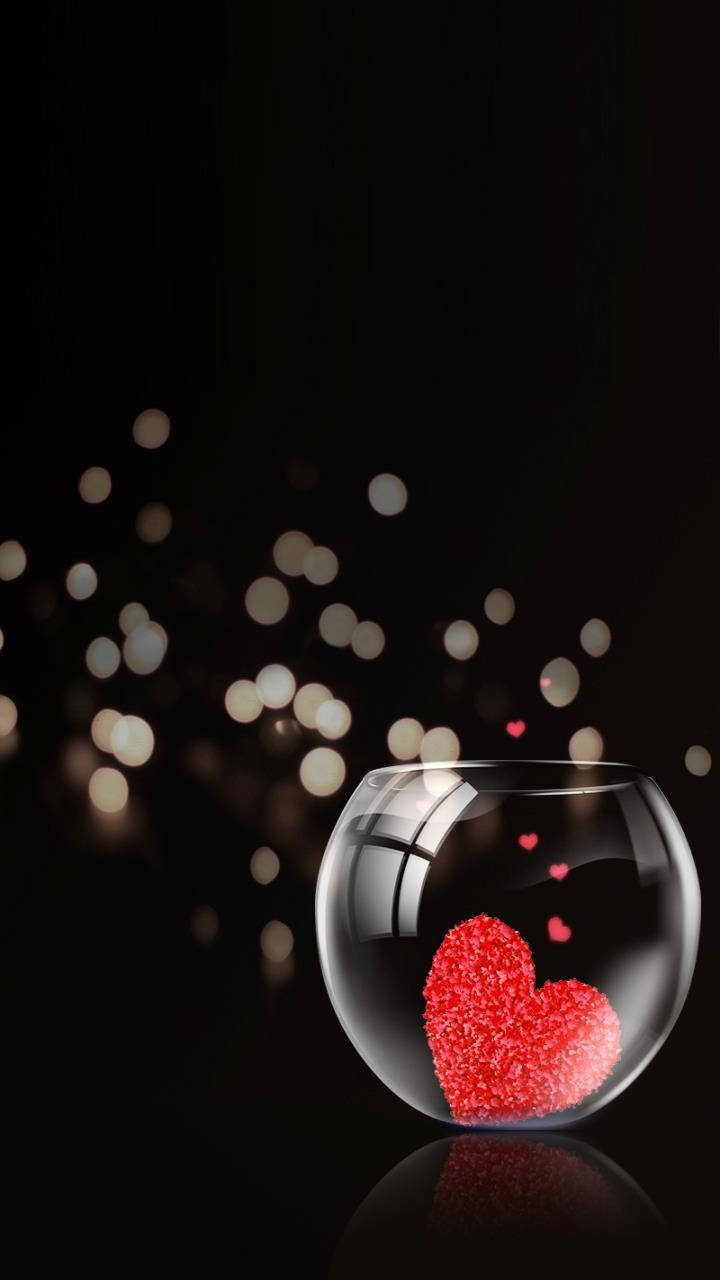Heart On A Glass Love Phone Wallpaper