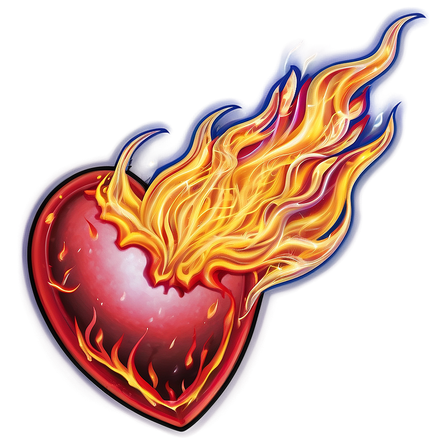 Heart On Fire Graphic Png B PNG