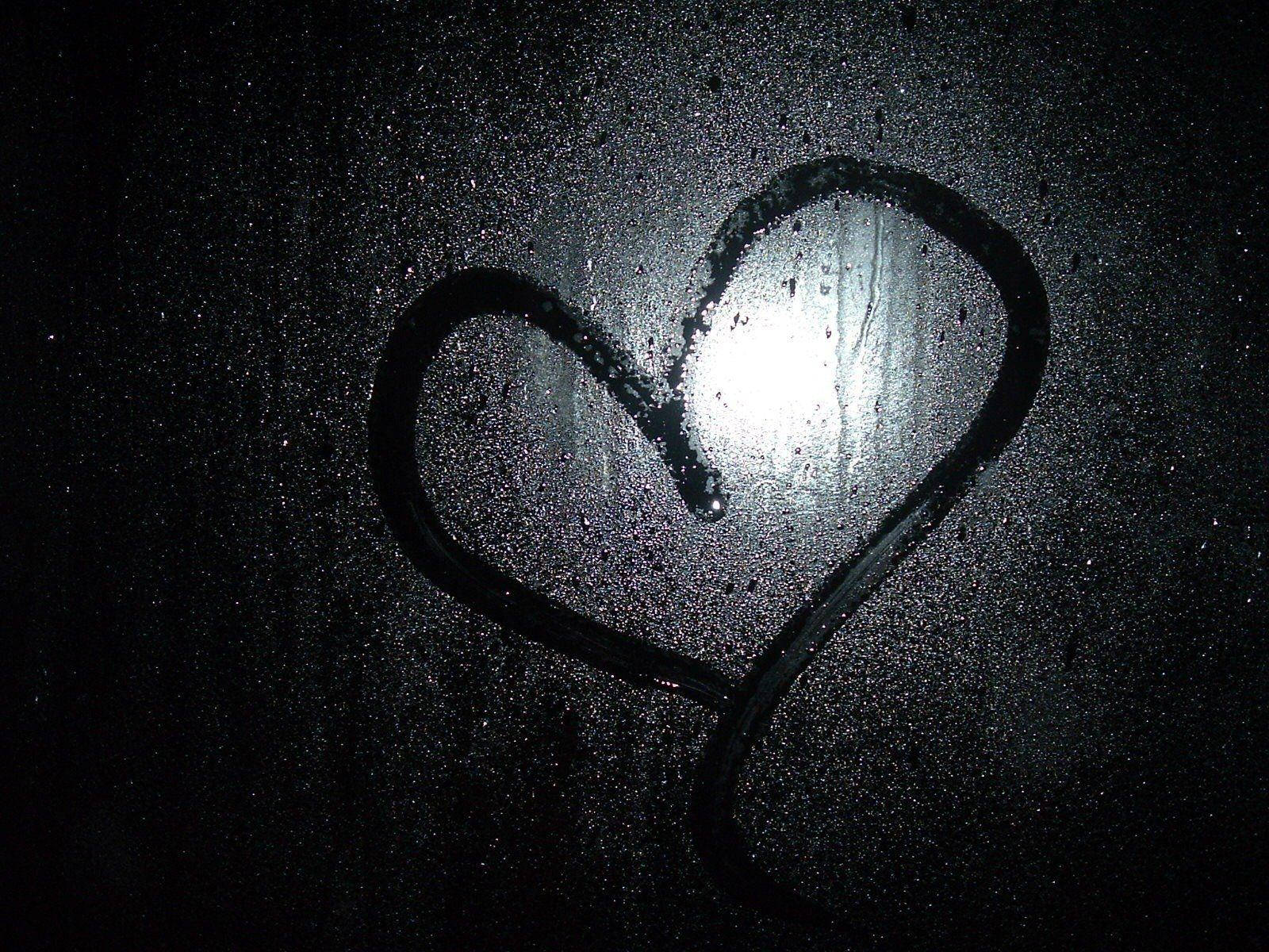 Heart On Wet Glass Black Lover Wallpaper
