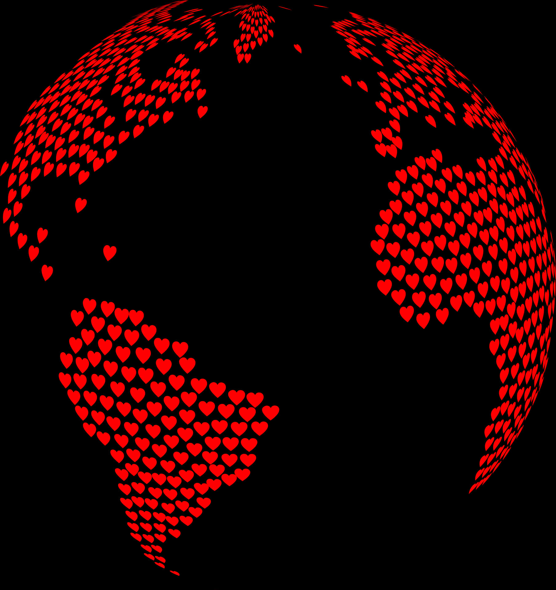Heart Patterned World Map PNG