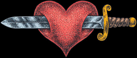 Heart Piercedby Dagger Tattoo Design PNG