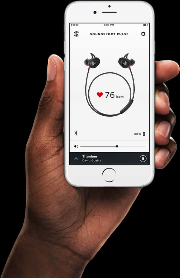 Heart Rate Monitor Earphones App Screen PNG