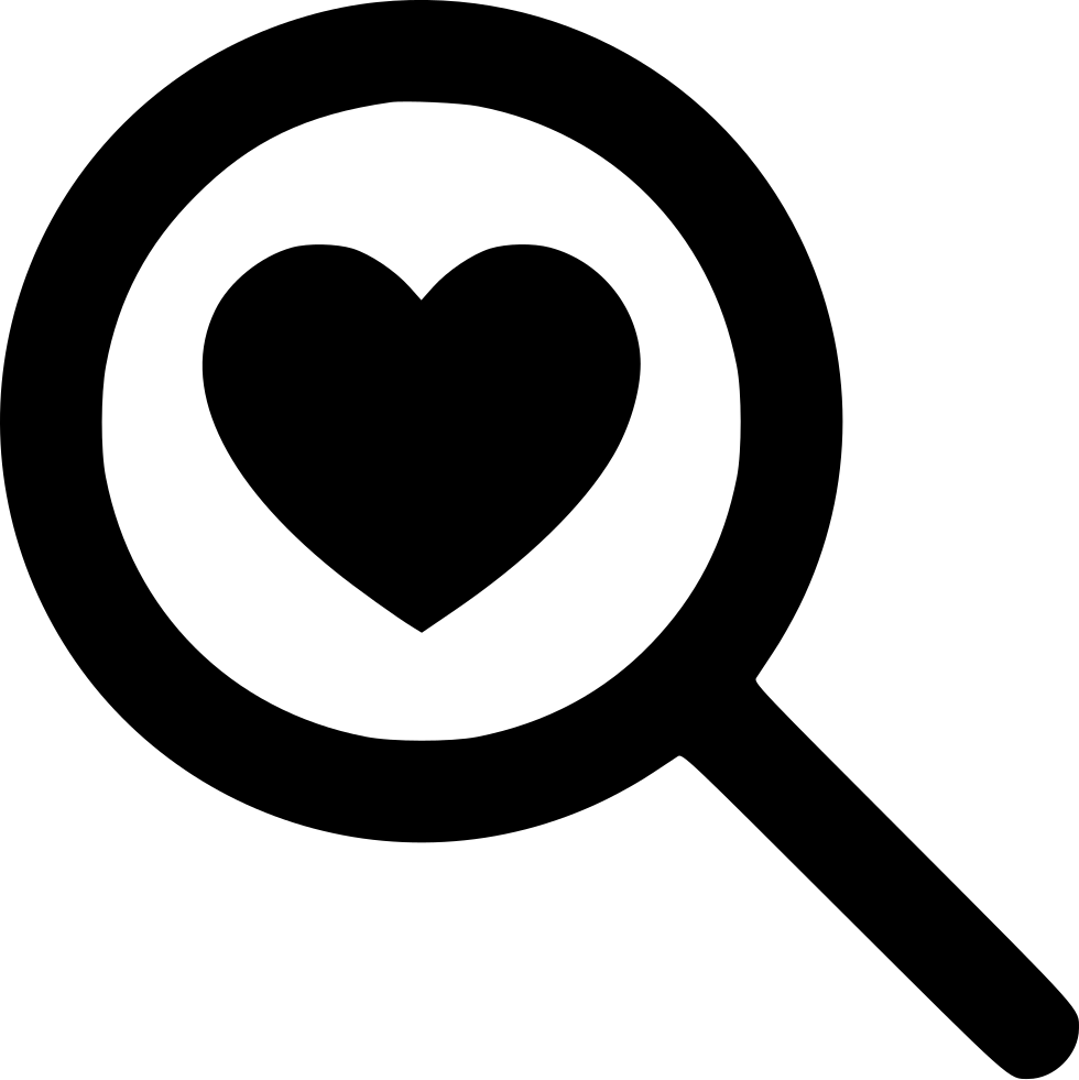 Heart Search Icon Black Love PNG