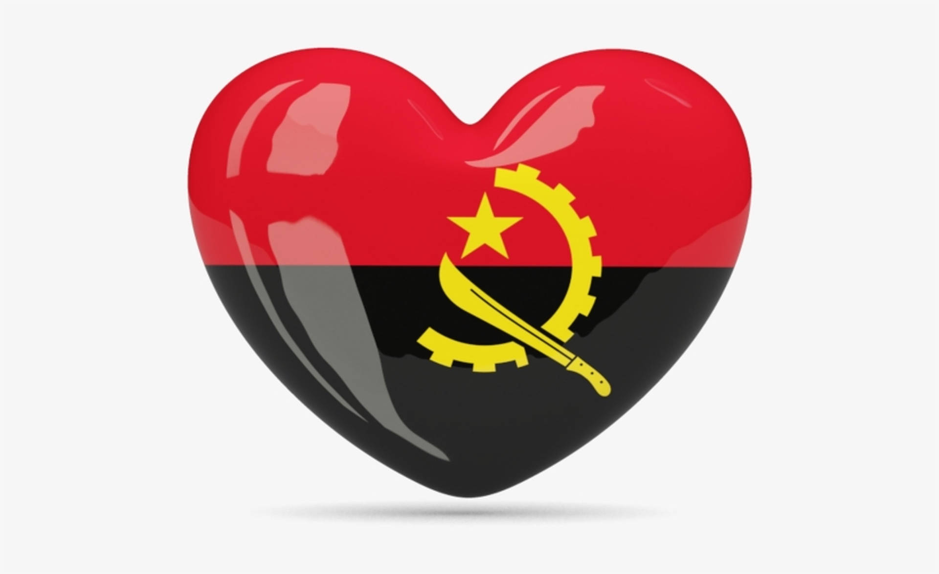 Rødt Hjerteformet Angola Flag Vægmaleri Wallpaper