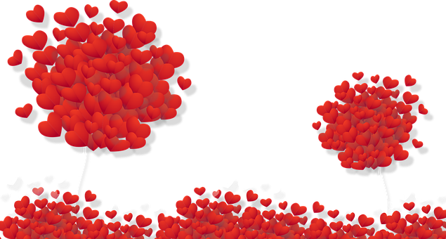 Heart Shaped Balloon Trees PNG