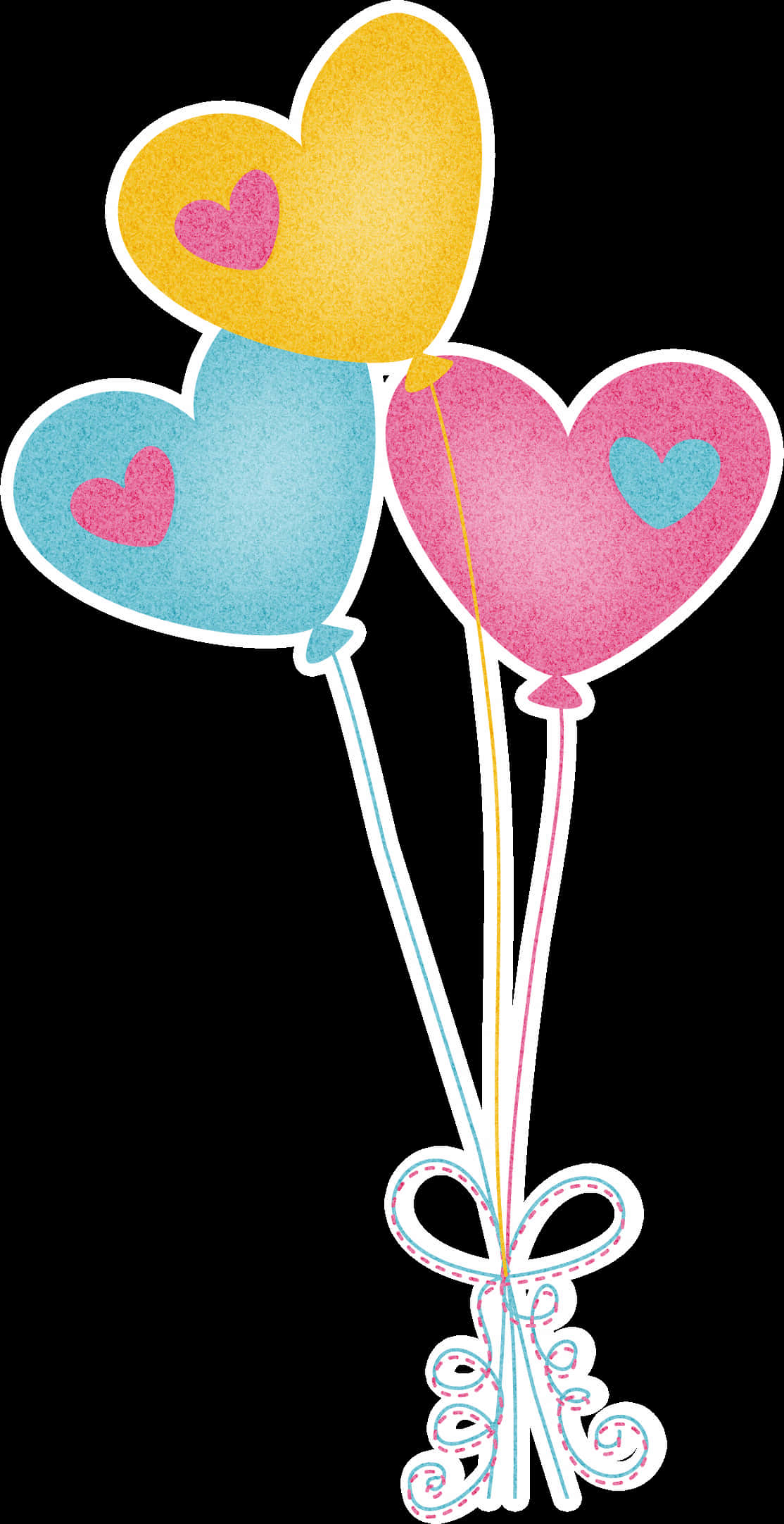 Heart Shaped Balloons Illustration PNG