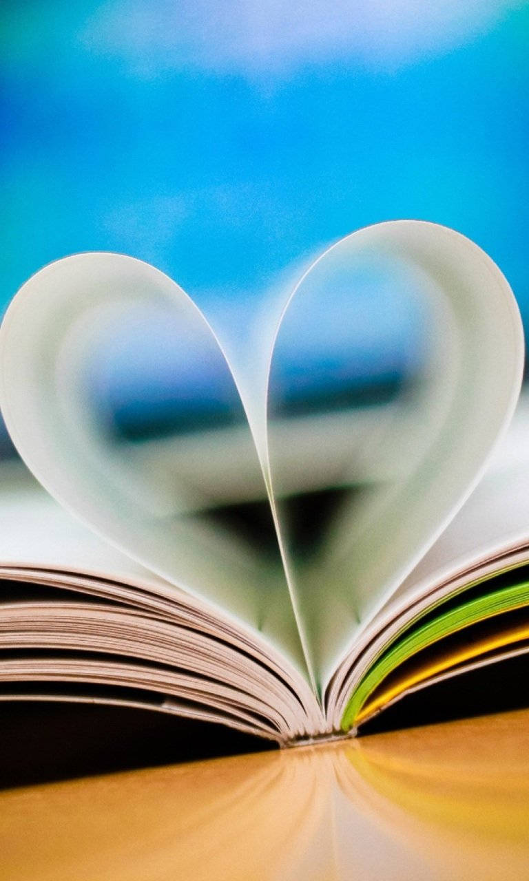 Heart-shaped Book Pages Love Phone Wallpaper