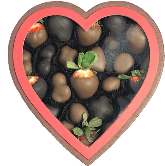 Heart Shaped Boxof Chocolate Covered Strawberries PNG