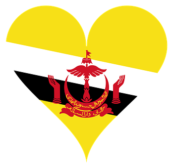 Heart Shaped Brunei Flag PNG
