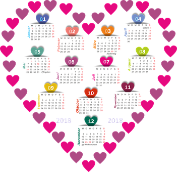 Heart Shaped Calendar2018 PNG