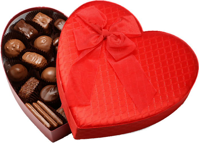 Heart Shaped Chocolate Box Valentines PNG