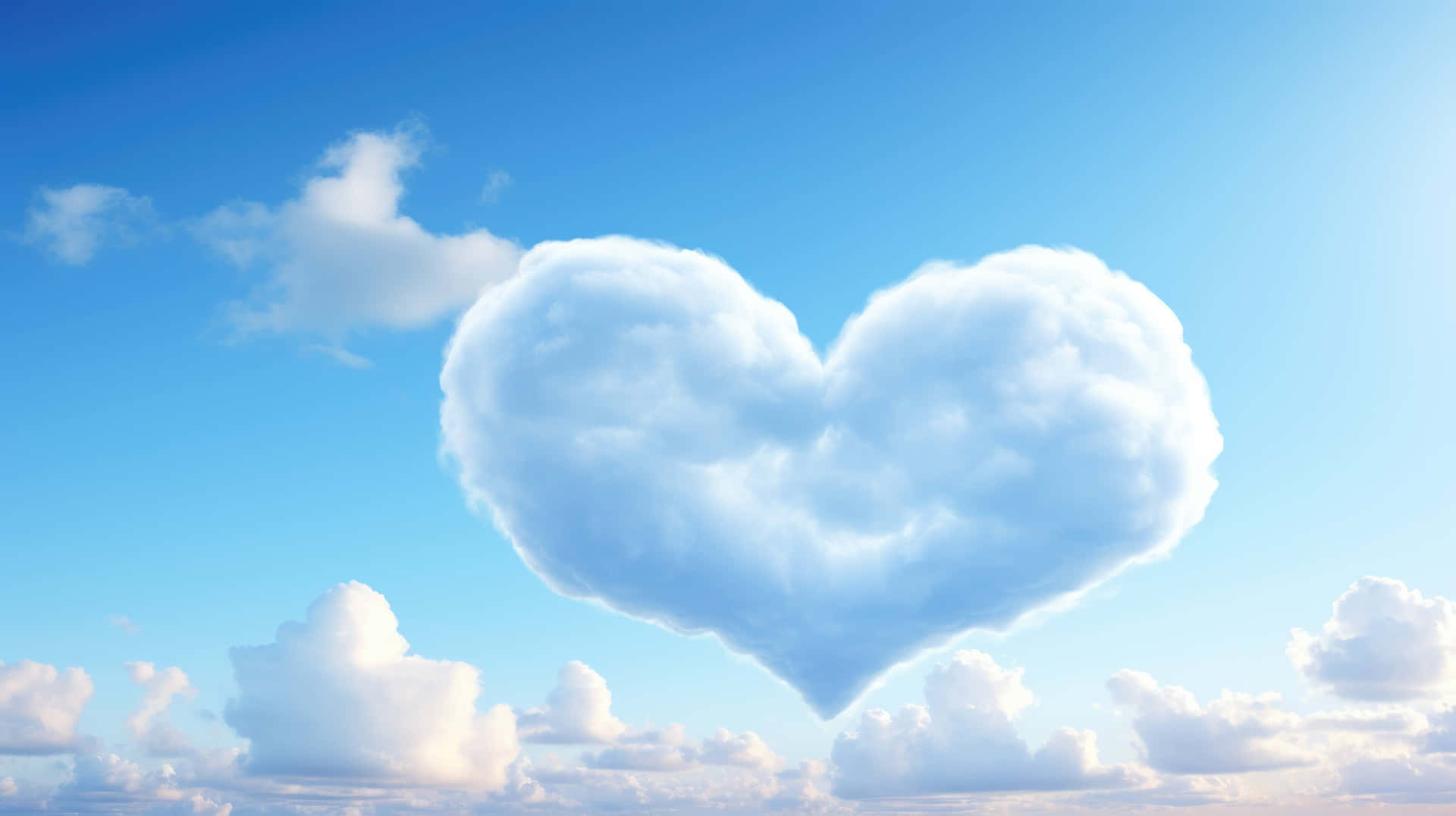 Heart Shaped Cloudin Blue Sky Wallpaper