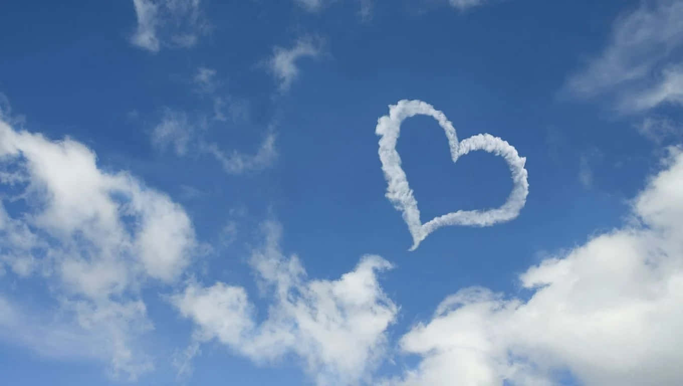 Heart Shaped Cloudin Blue Sky Wallpaper