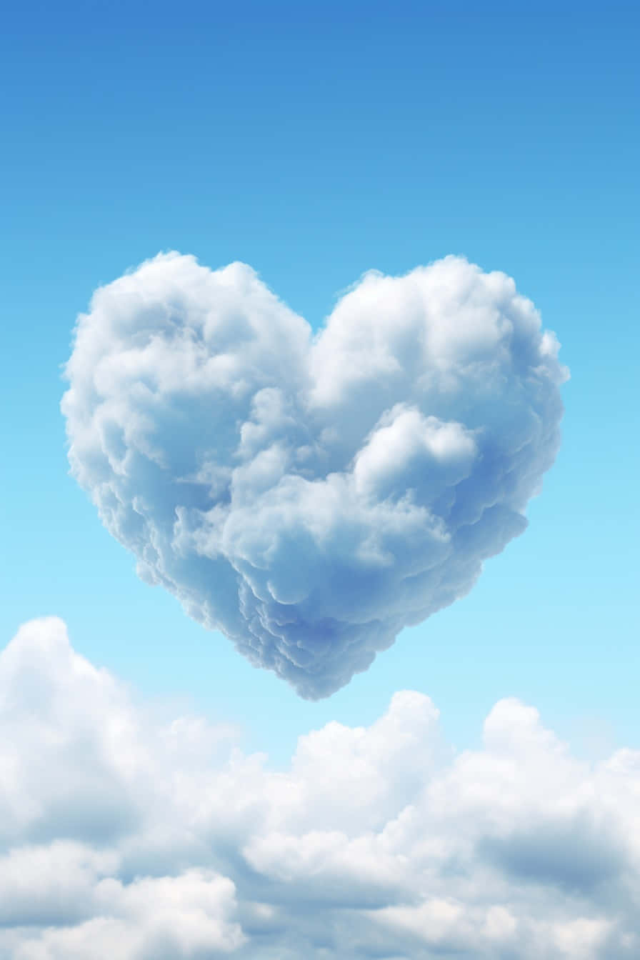 Heart Shaped Cloudin Blue Sky Wallpaper