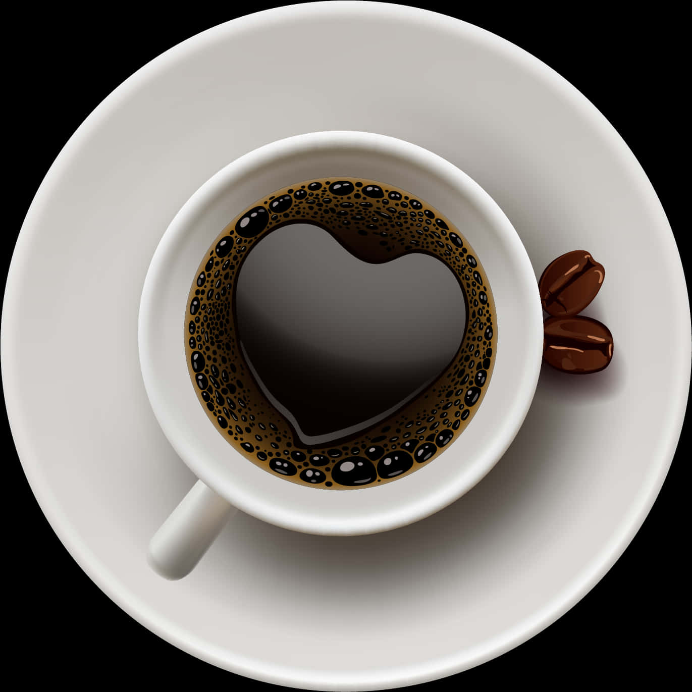 Heart Shaped Coffee Bubbles Cup PNG