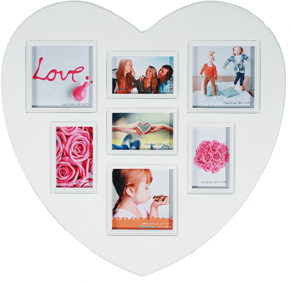 Heart Shaped Collage Photo Frame PNG