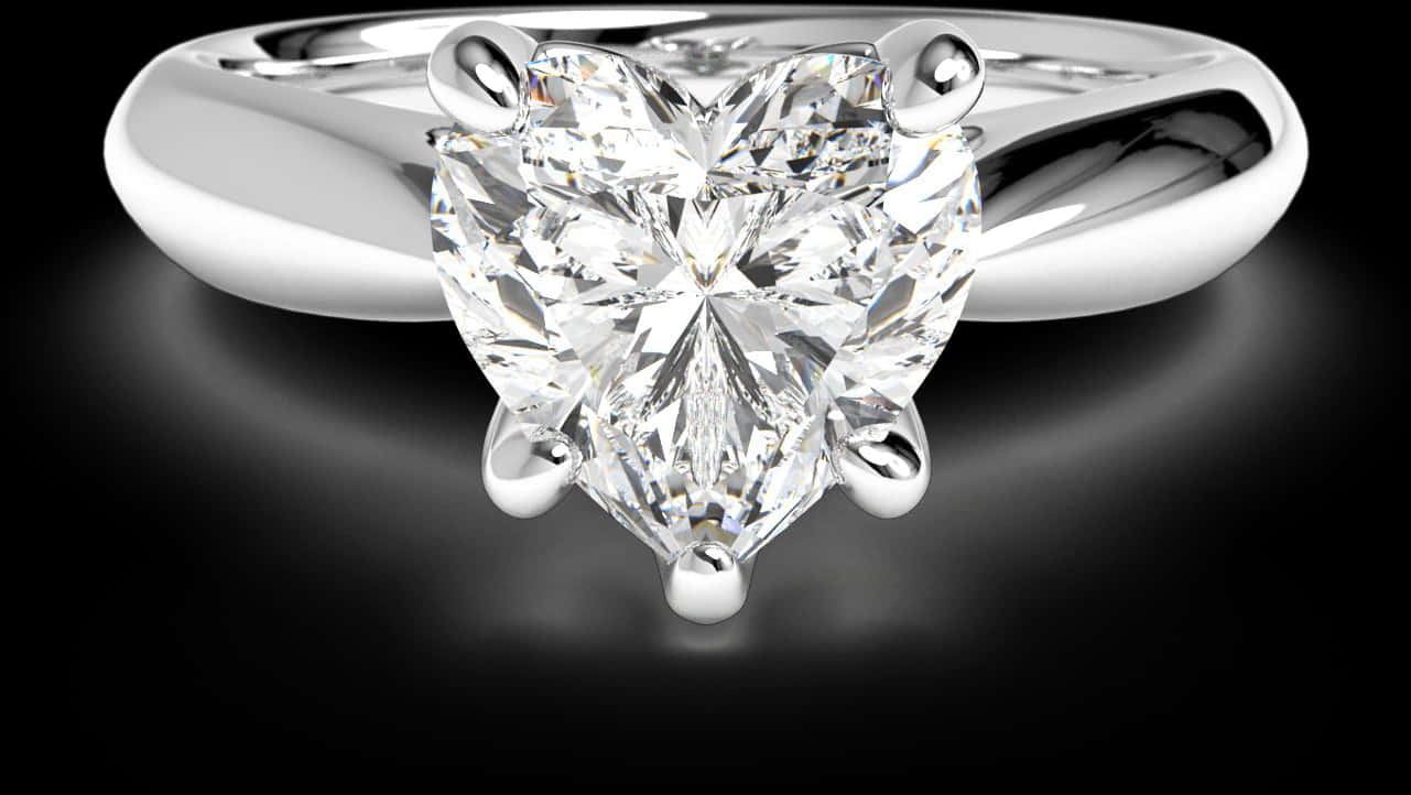 Heart Shaped Diamond Engagement Ring PNG