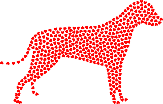 Heart Shaped Dog Silhouette PNG