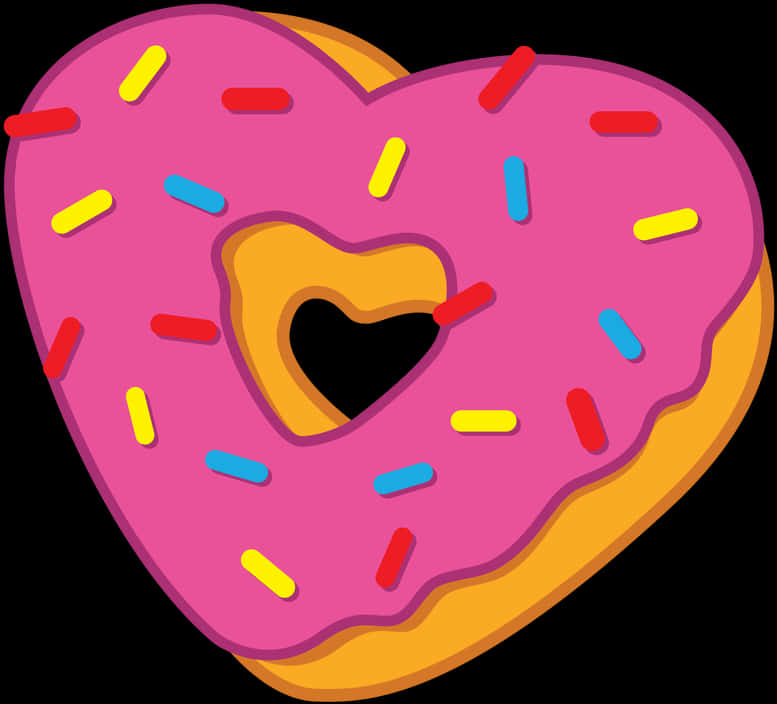 Heart Shaped Donut Illustration PNG