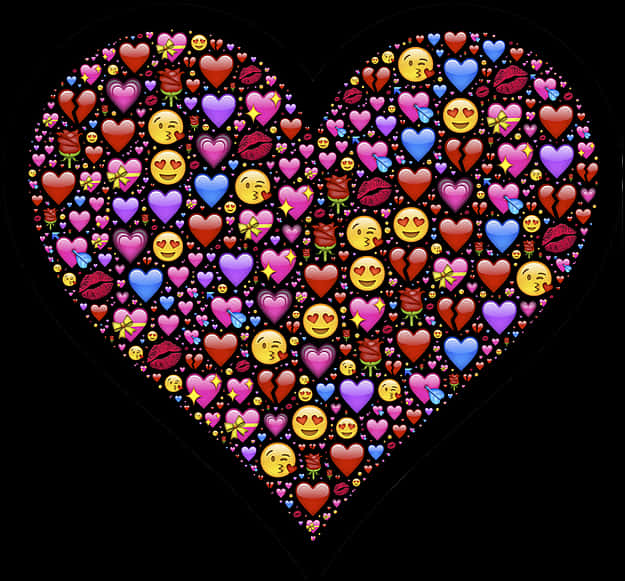Heart Shaped Emoji Collage PNG