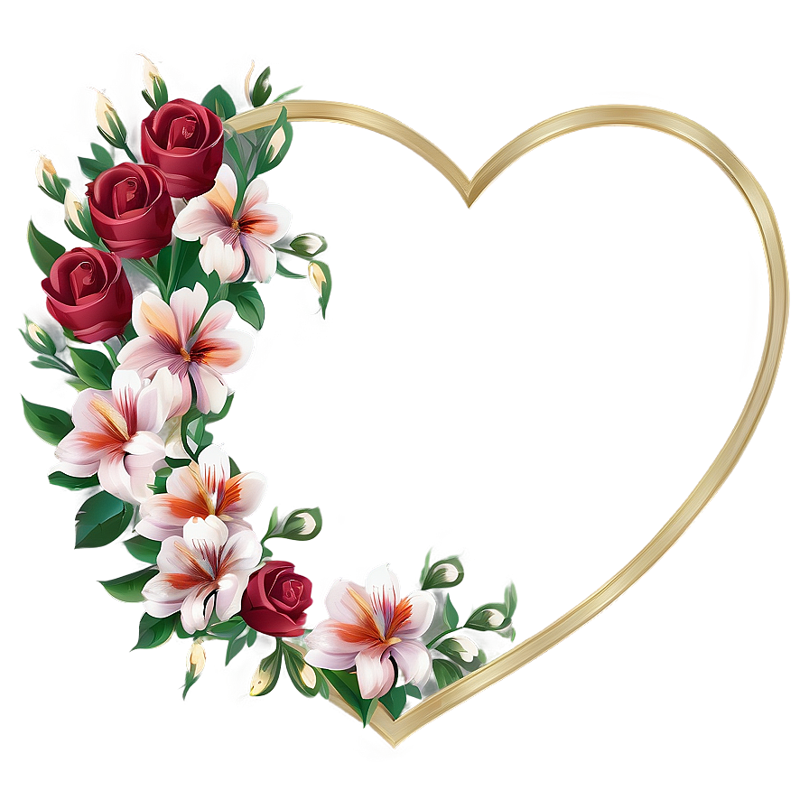 Download Heart Shaped Flower Border Png Daj76 | Wallpapers.com