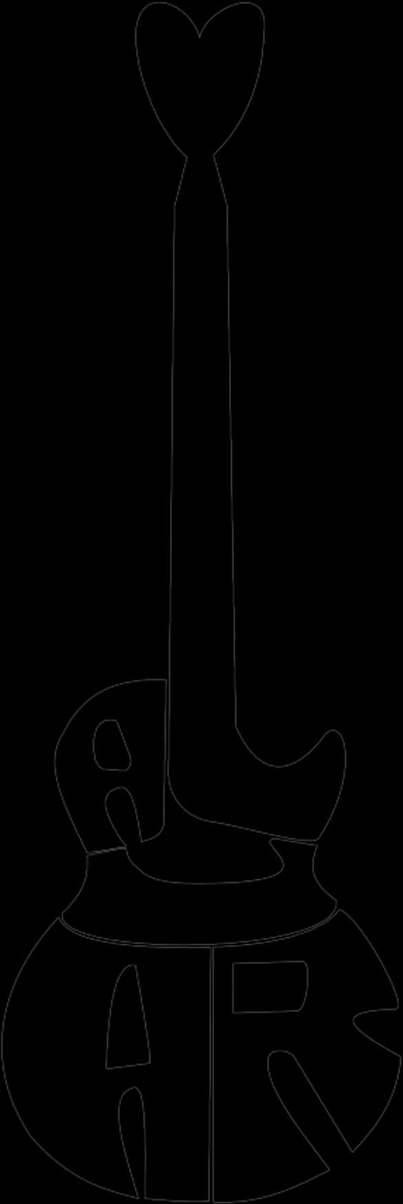 Heart Shaped Guitar Tattoo Design PNG