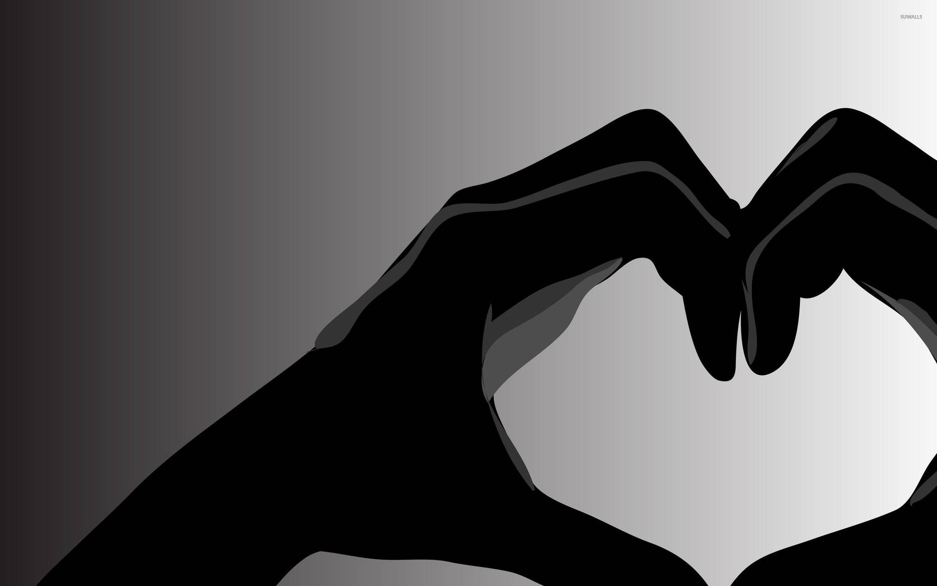 Heart-shaped Hands Black Lover Background Wallpaper