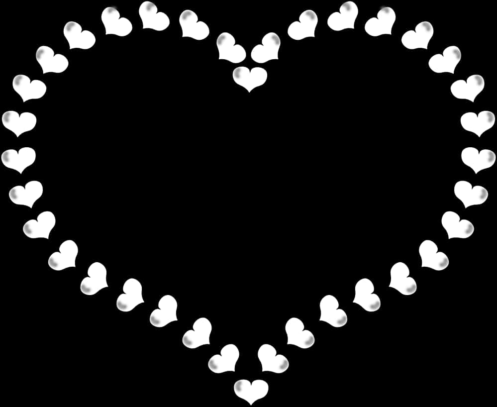 Heart Shaped Outline Black Background PNG