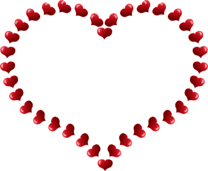 Heart Shaped Outline Madeof Red Hearts.jpg PNG