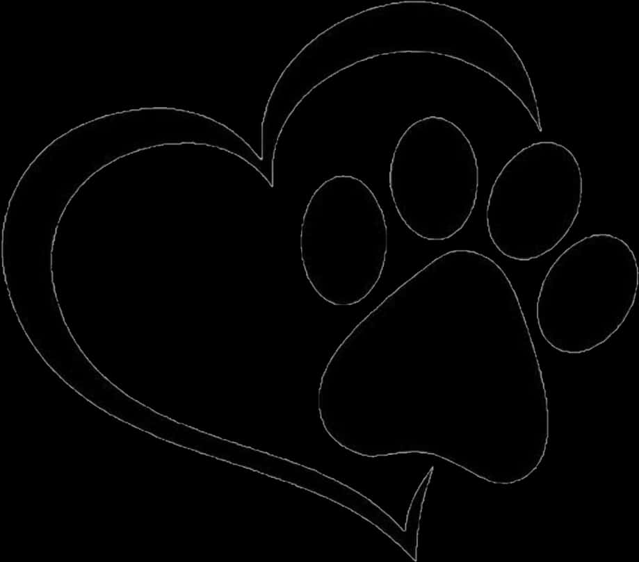 Heart Shaped Paw Outline PNG