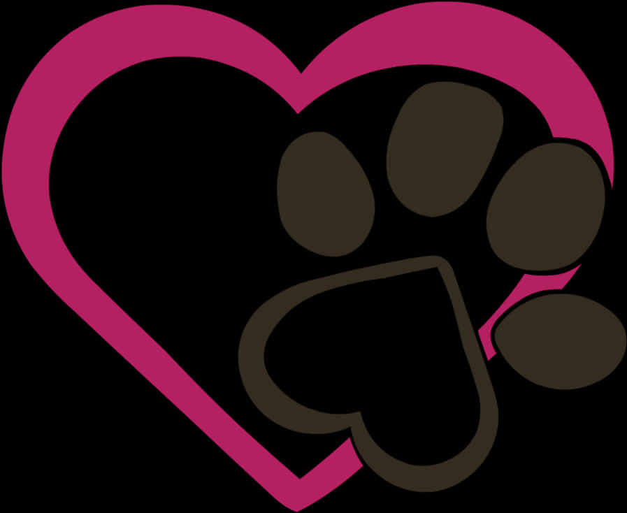 Heart Shaped Paw Print Graphic PNG