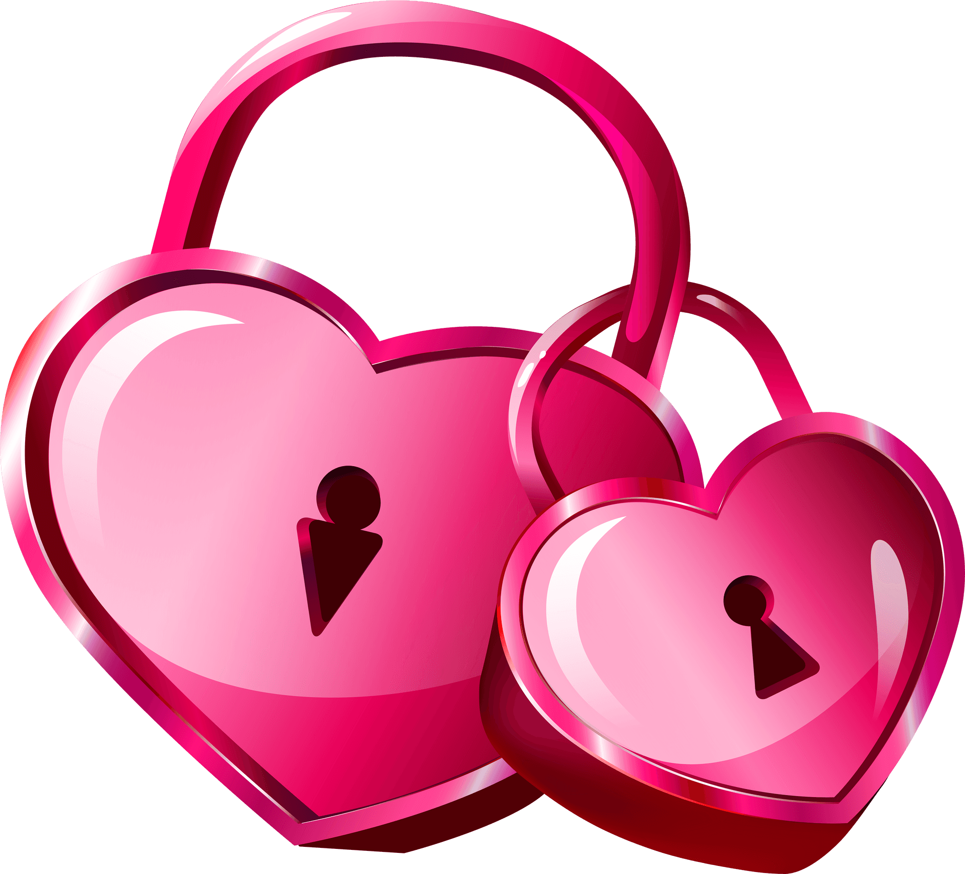 Heart Shaped Pink Padlocks PNG