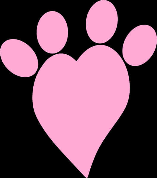 Heart Shaped Pink Paw Print PNG