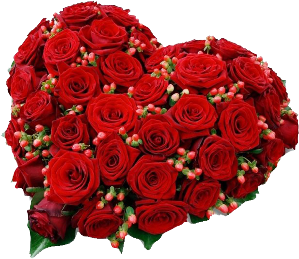 Heart Shaped Red Rose Bouquet PNG