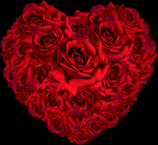 Heart Shaped Red Roses Bouquet PNG
