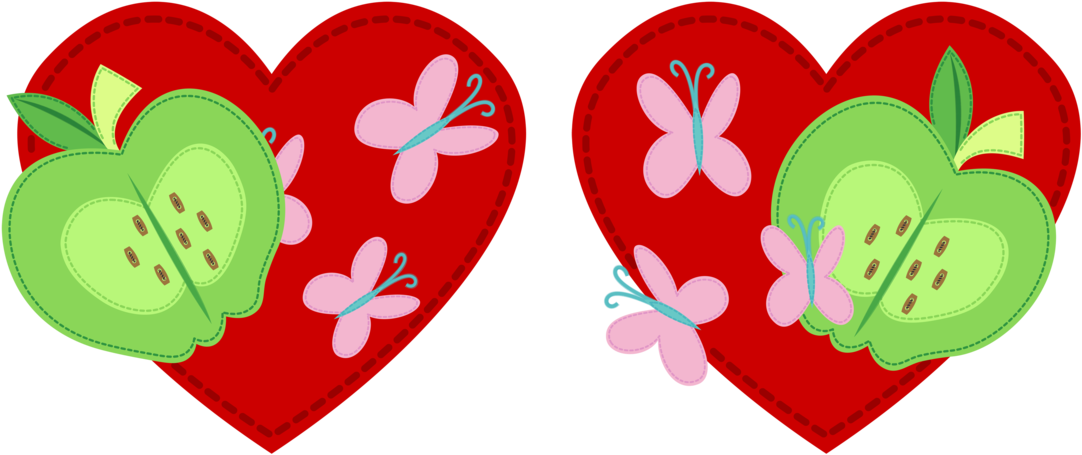 Heart Shaped_ Apple_ Butterfly_ Pattern PNG
