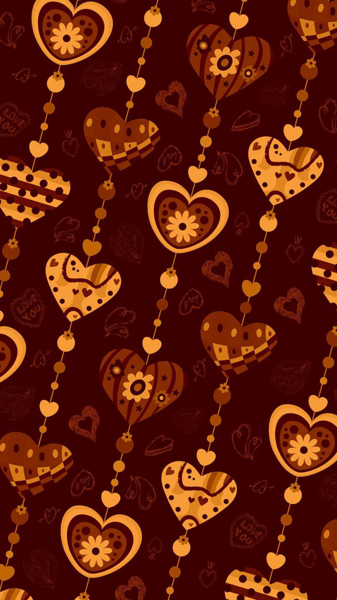 Heart Shapes Brown Iphone Wallpaper