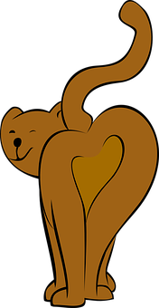 Heart Tail Cat Illustration PNG