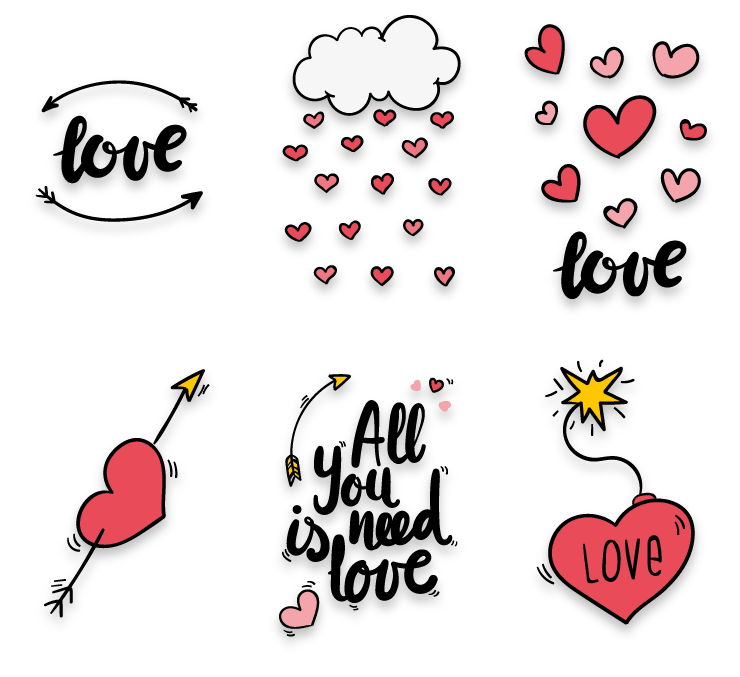 Heart_ Themed_ Doodle_ Collection PNG