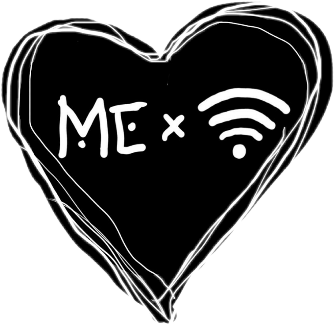 Heart Wifi Love Doodle PNG