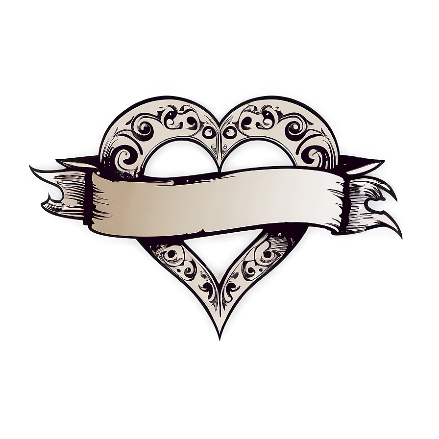 Heart With Banner Tattoo Png Xcs78 PNG