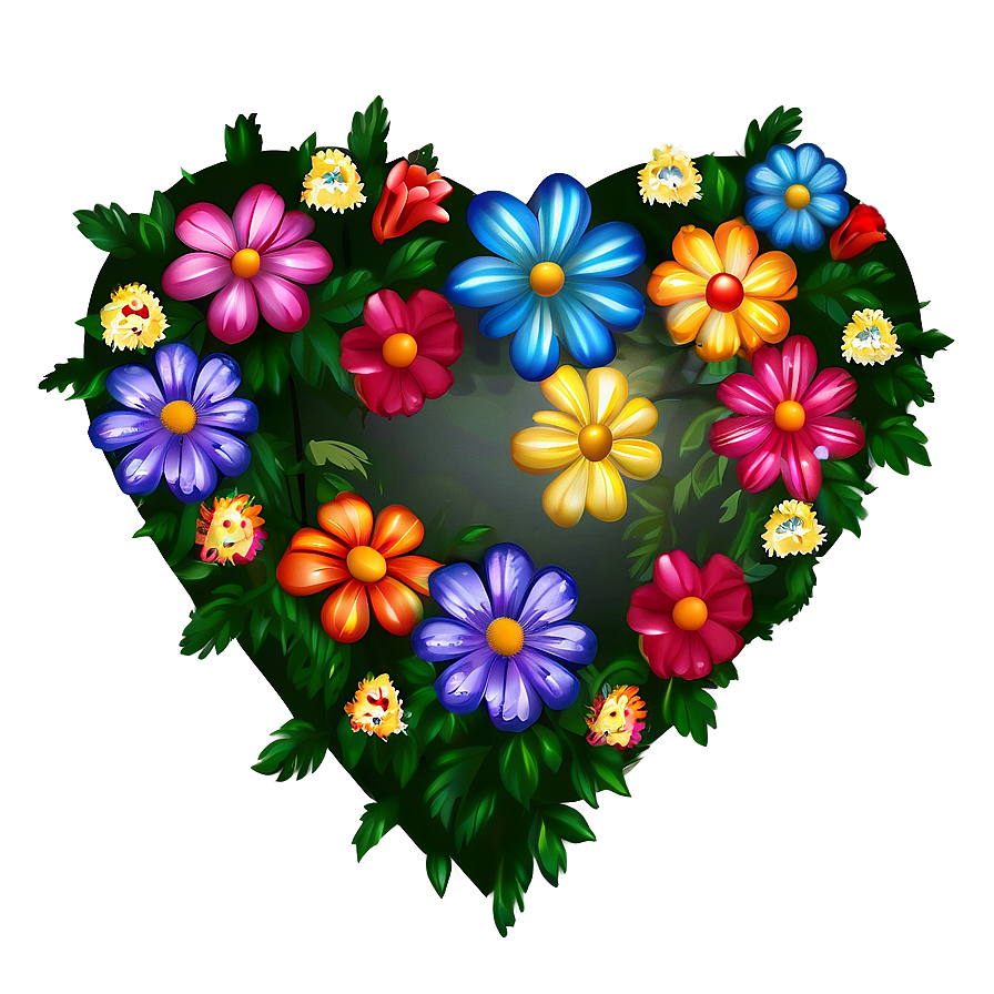 Heart With Flowers Transparent Png 05252024 PNG