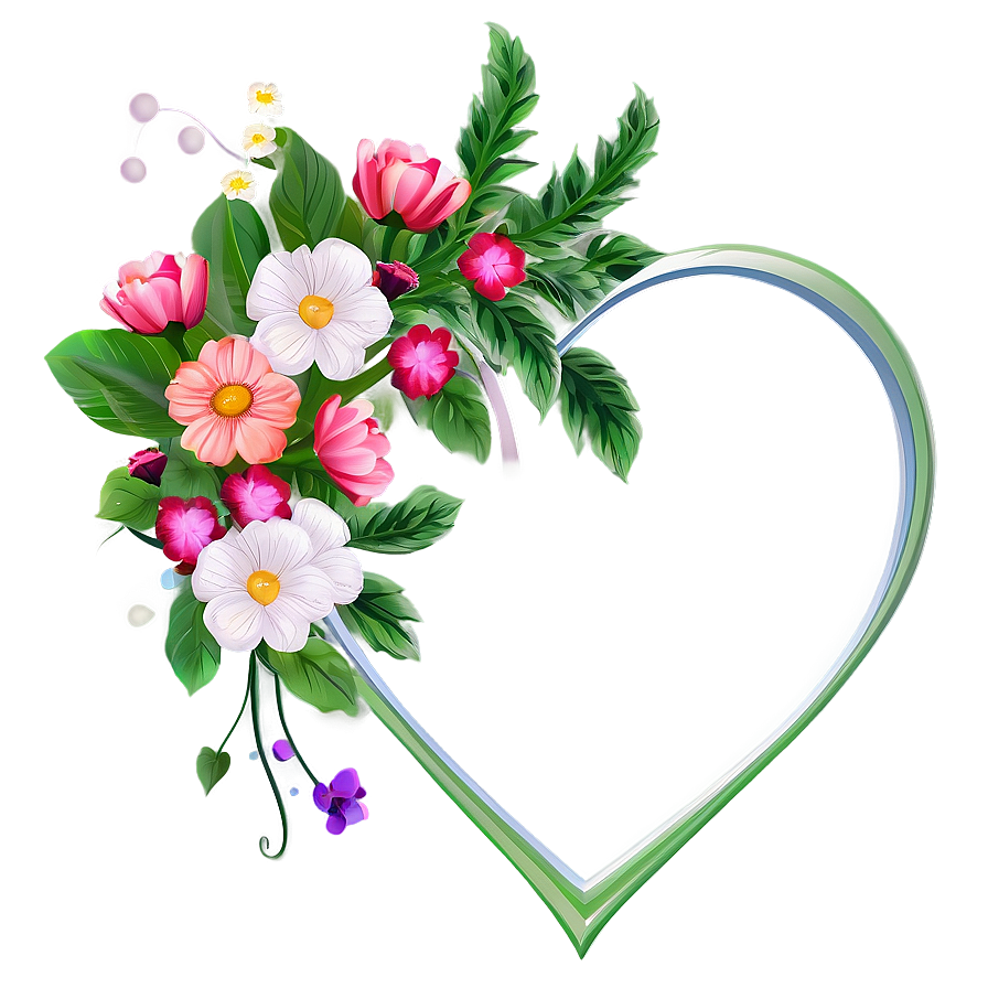 Heart With Flowers Transparent Png Aoj67 PNG