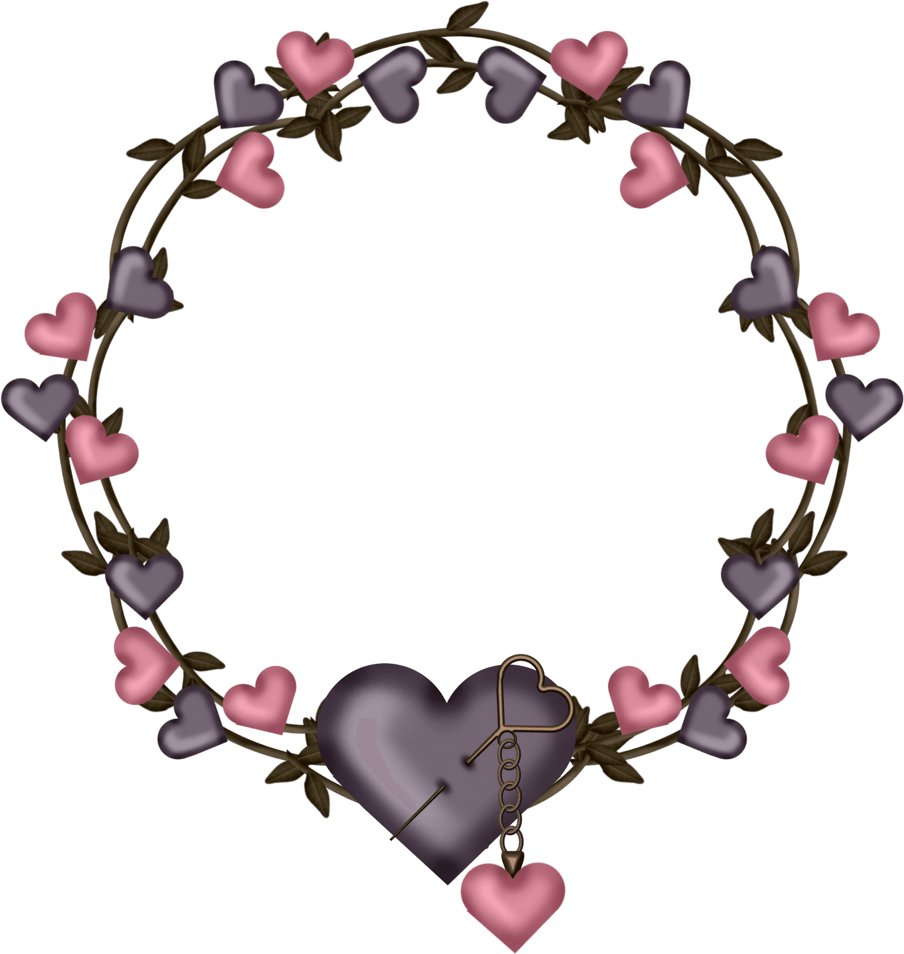 Heart Wreath Love Lock Graphic PNG