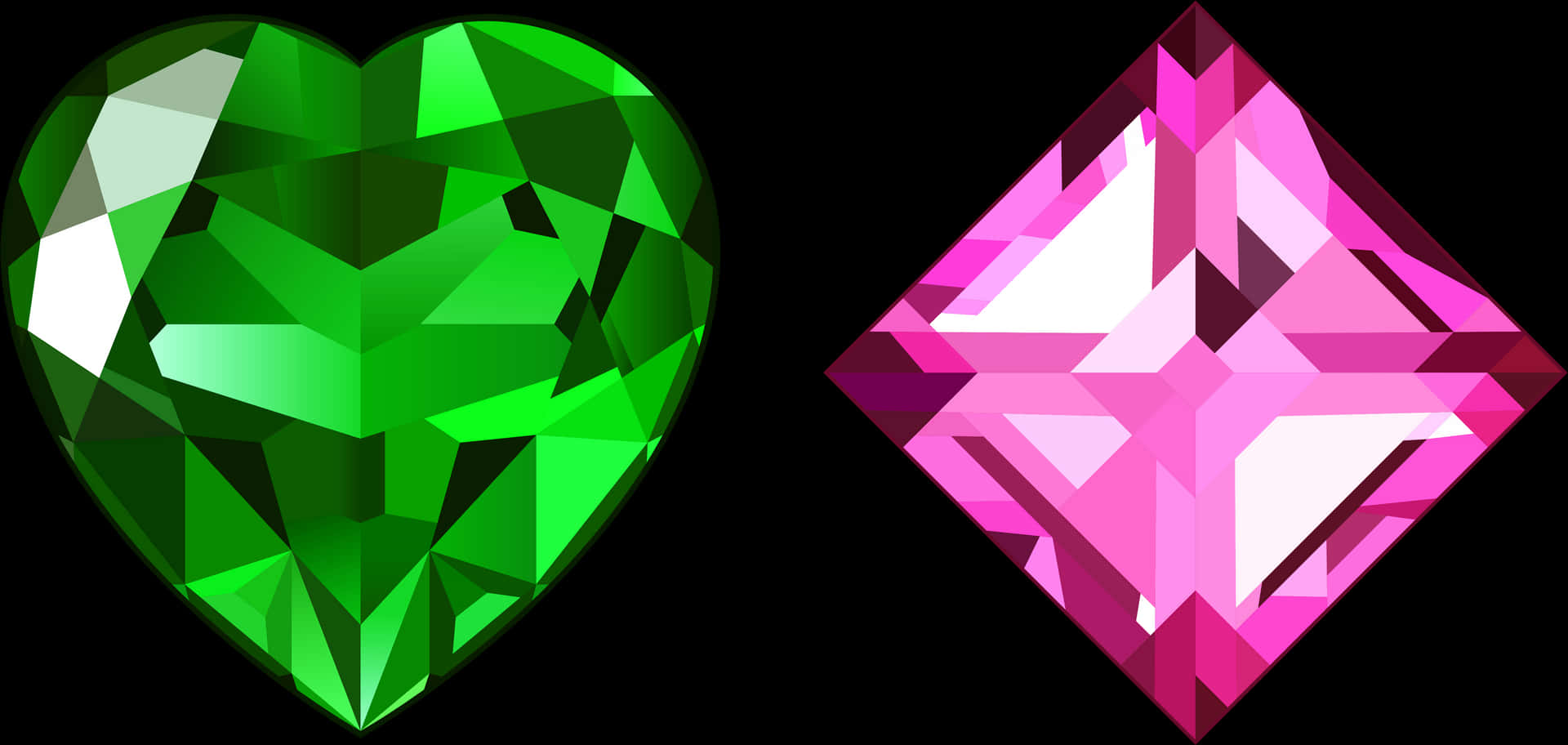 Heartand Diamond Shaped Gems PNG