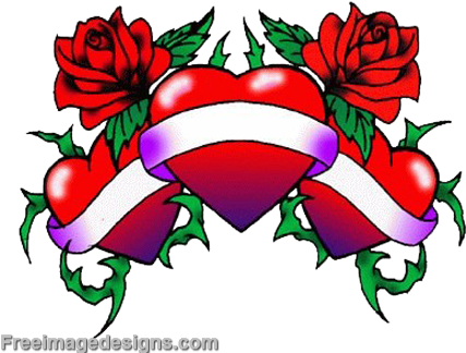 Heartand Roses Love Tattoo Design PNG