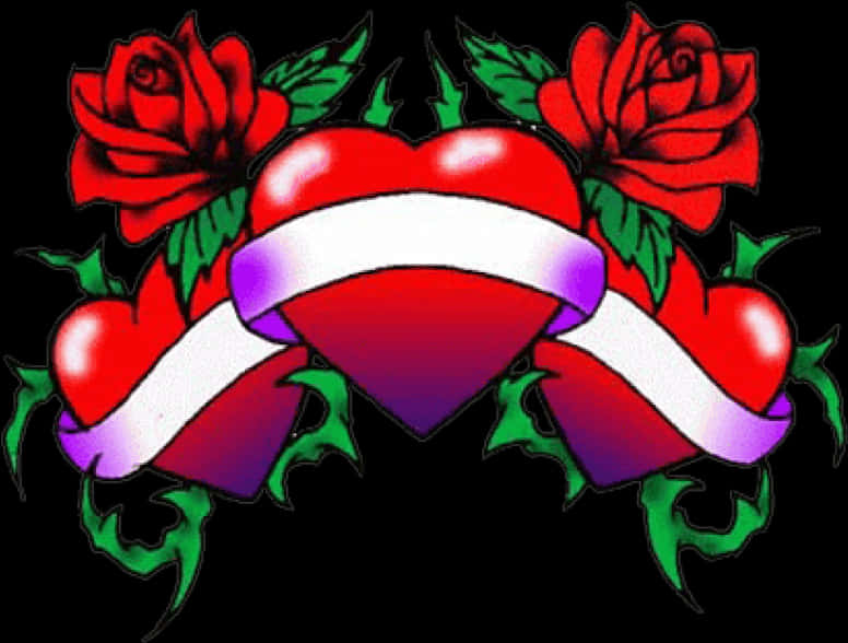 Heartand Roses Tattoo Design PNG