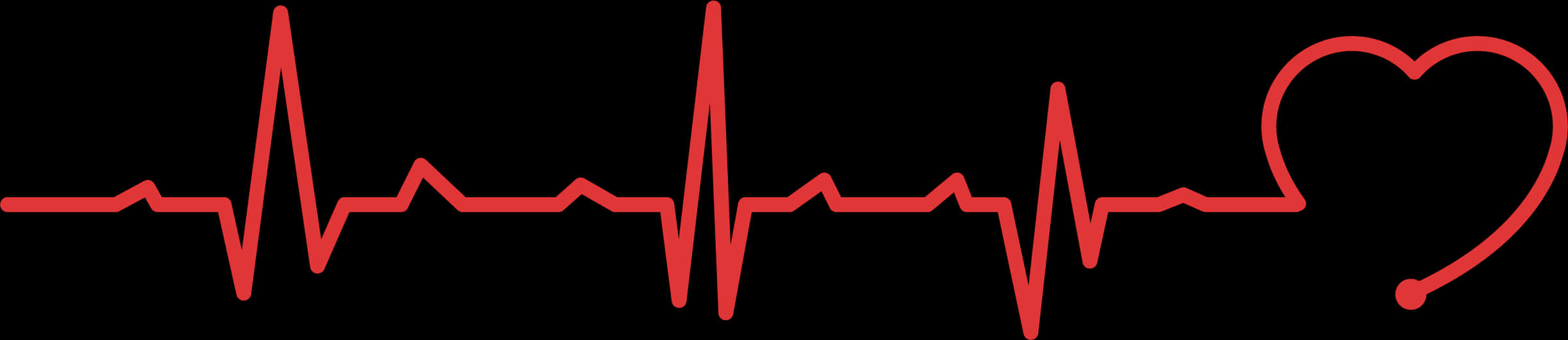Heartbeat Electrocardiogram Line With Heart Shape PNG