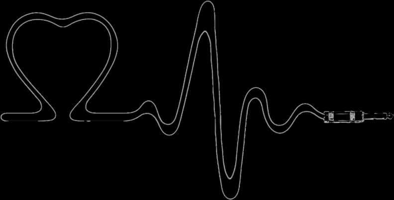 Heartbeat Line Audio Cable Concept PNG