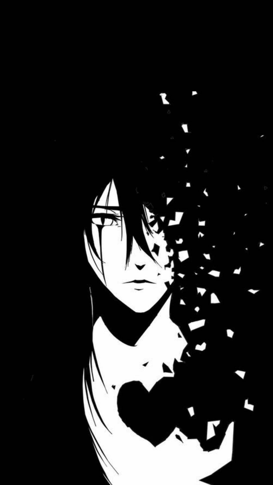 Heartbroken Boy Anime Black And White iPhone Wallpaper